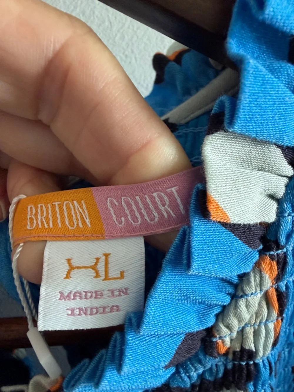 Briton Court NWT Blue Leopard Smocked Tiered Mini Dress Boho XL - Picture 7 of 13